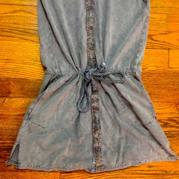 Free People Blue-Grey Mineral Wash Rope Tie Dress XS - Picture 2 of 7
